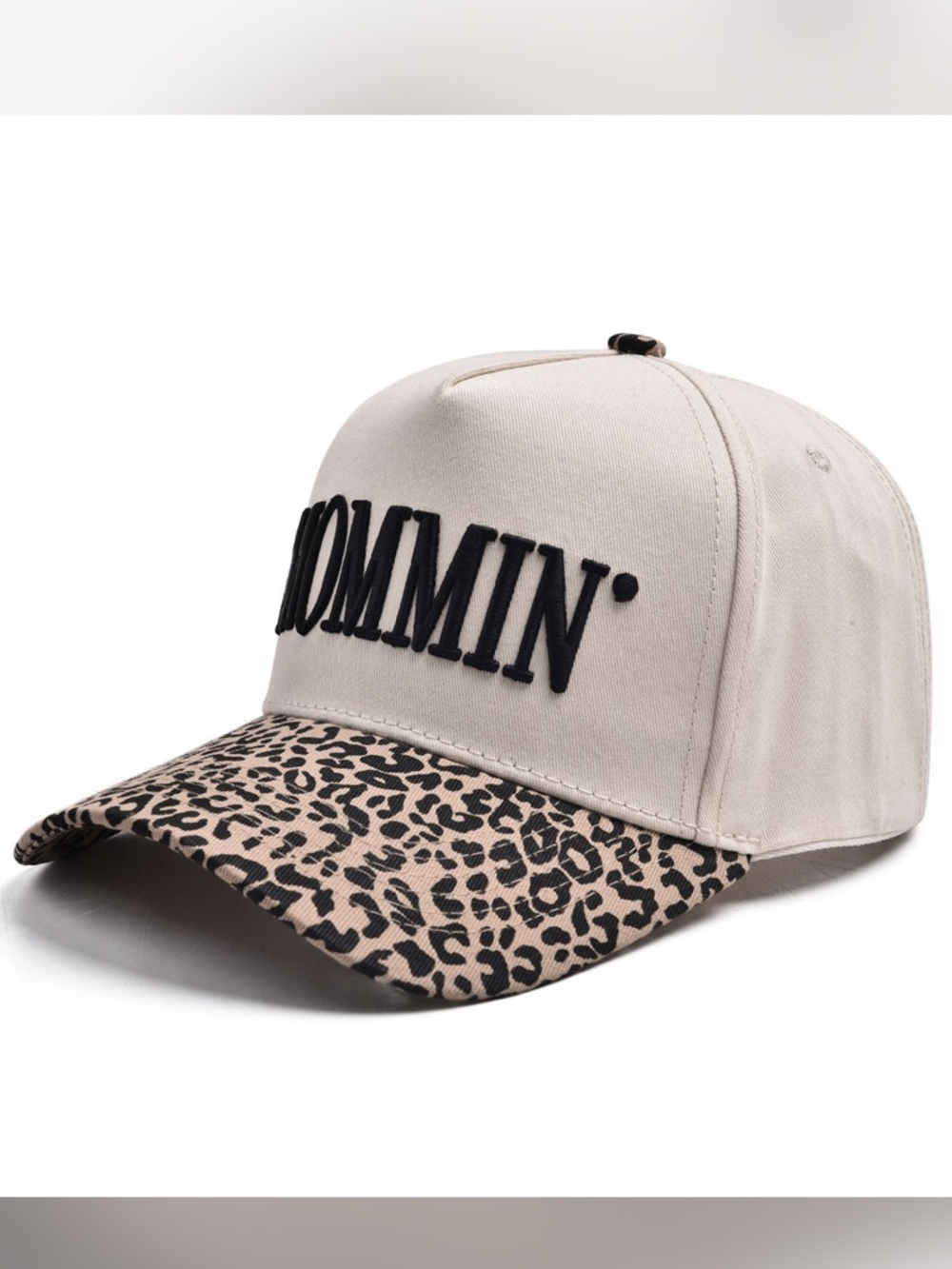 Mommin’ Leopard Baseball Cap - Cream and Brown